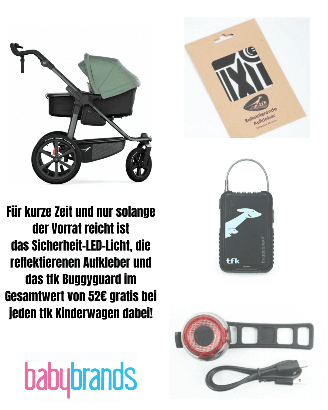 TFK Pro – Kombikinderwagen (inkl. Sicherheitskit bis zum 31.07.2025) – olive  – TFK Pro Kombikinderwagen Olive bei babybrands.de kaufen ✓ sicher, einfach & bequem online bestellen ✓